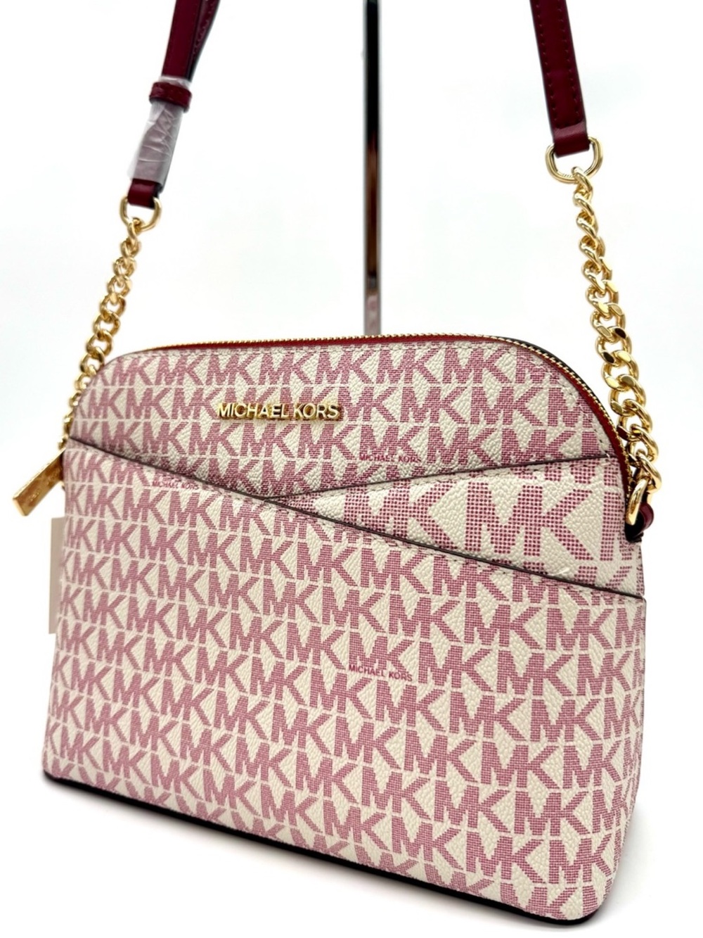 Michael Kors Medium Dome Jet Set Travel Xbody Bag Cherry Multi